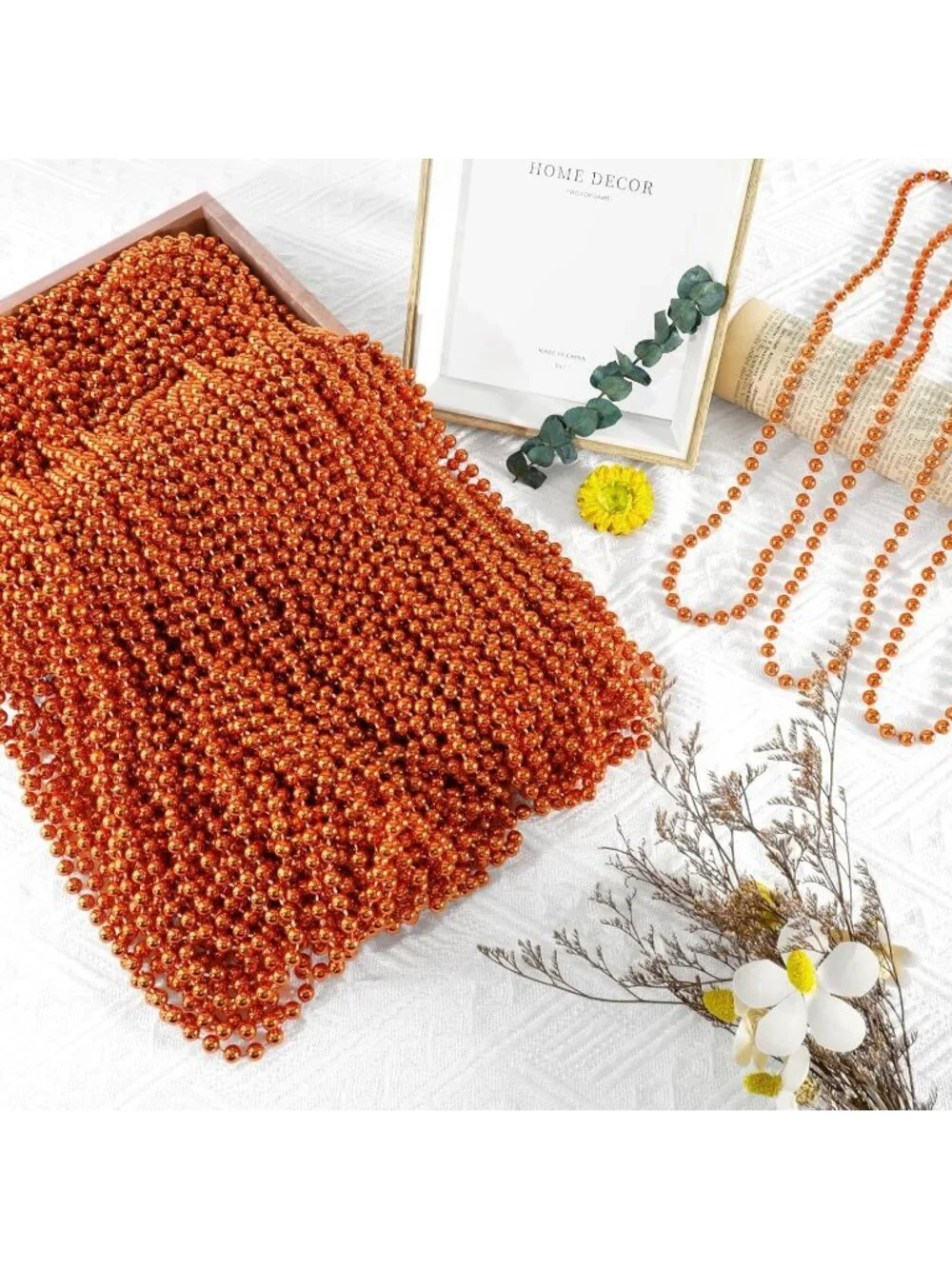 100PCS Orange Mardi Gras Bead Necklaces 33